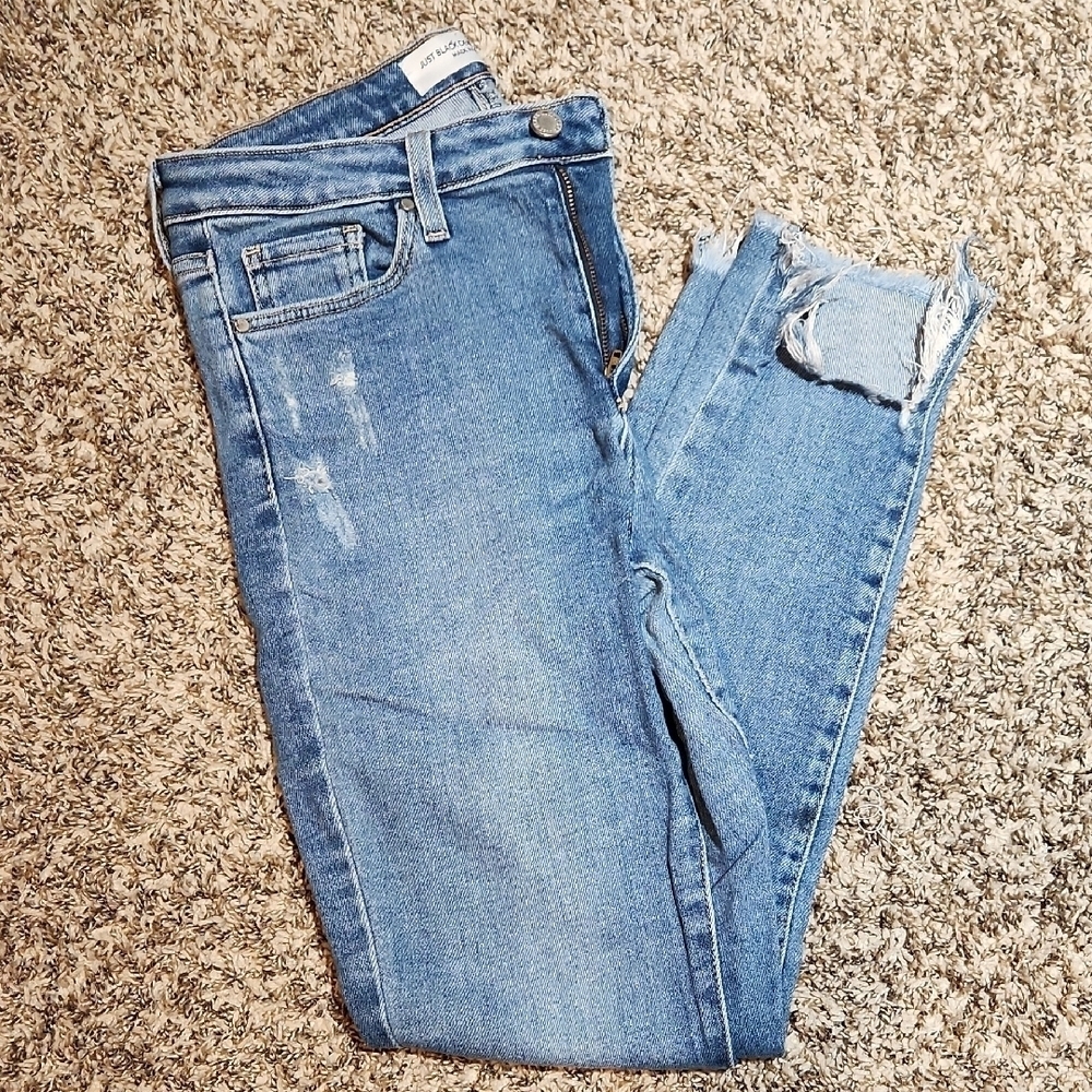 Womens Just Black Denim Blue Distressed Jeans